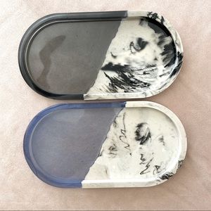 Two tone marbled trinket dish / decorative tray